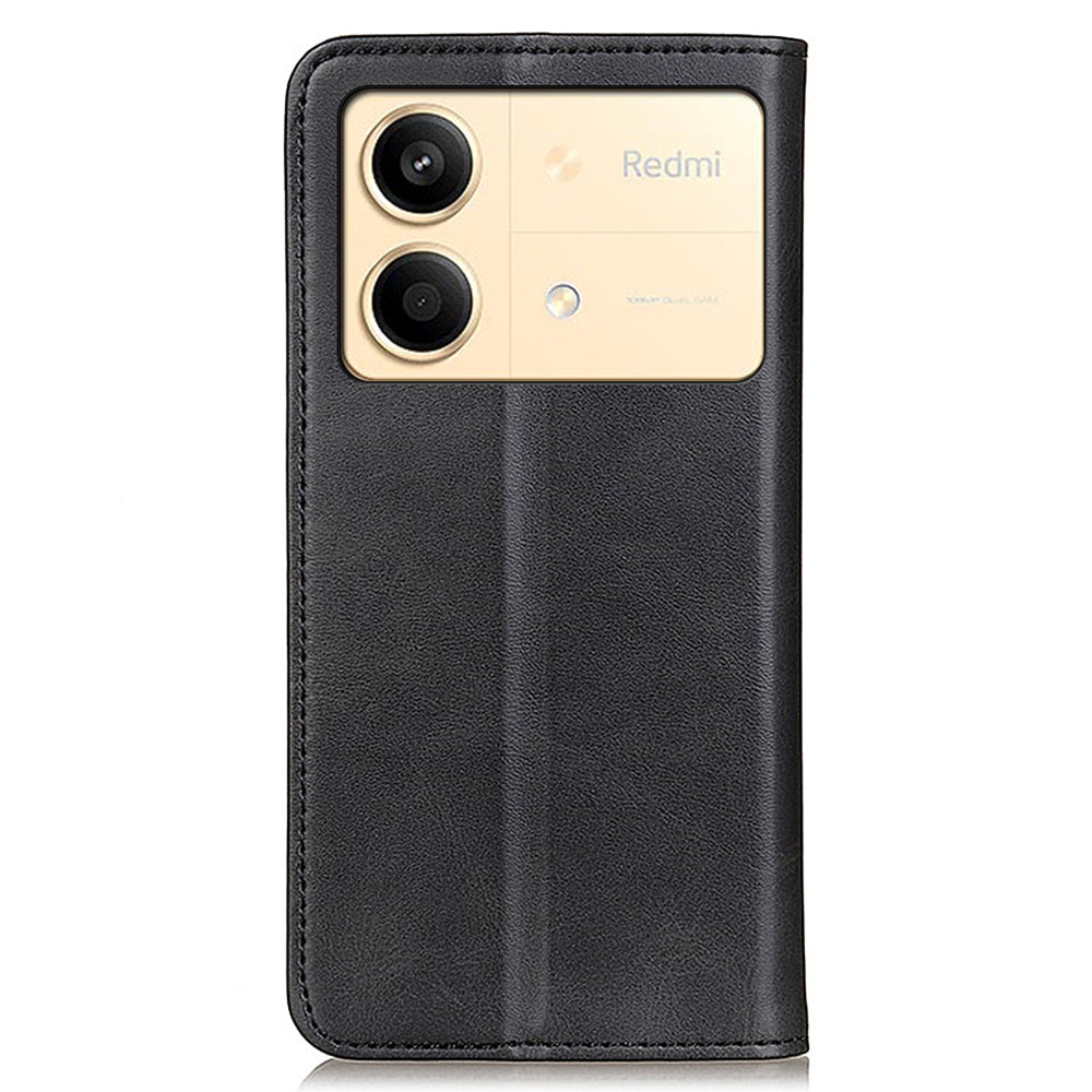 For Xiaomi Redmi Note 13R Pro 5G Split Leather Case Wallet Magnetic Closing Cover - Black For Xiaomi Redmi Note 13R Pro 5G Split Leather Case Wallet Magnetic Closing Cover - Black